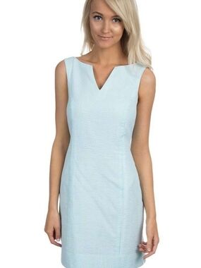 Lauren James The Avery Mint Seersucker Notch-Neck Mini Dress